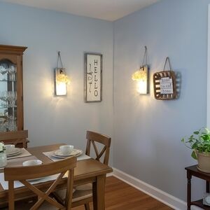 Besuerte Rustic Wooden Wall Hanging Decor with LED String Lights